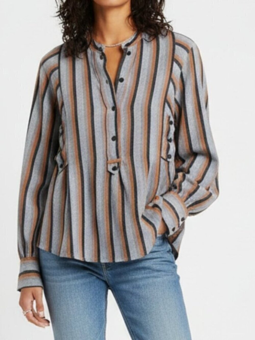 Isabel Marant Etoile Striped Boho Button Down Blouse Shirt FR 36 Small
